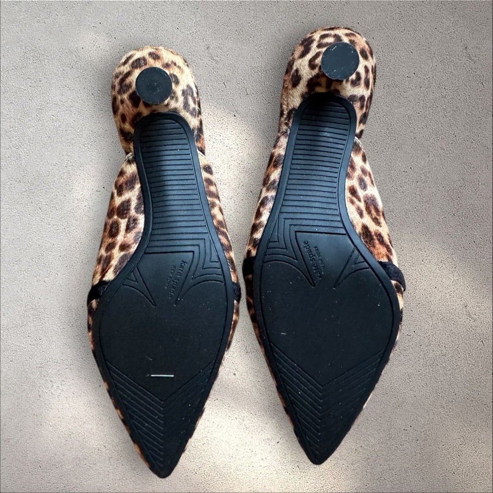 Kate Spade Leopard Print Mules with Black Bow - Picture 8 of 9